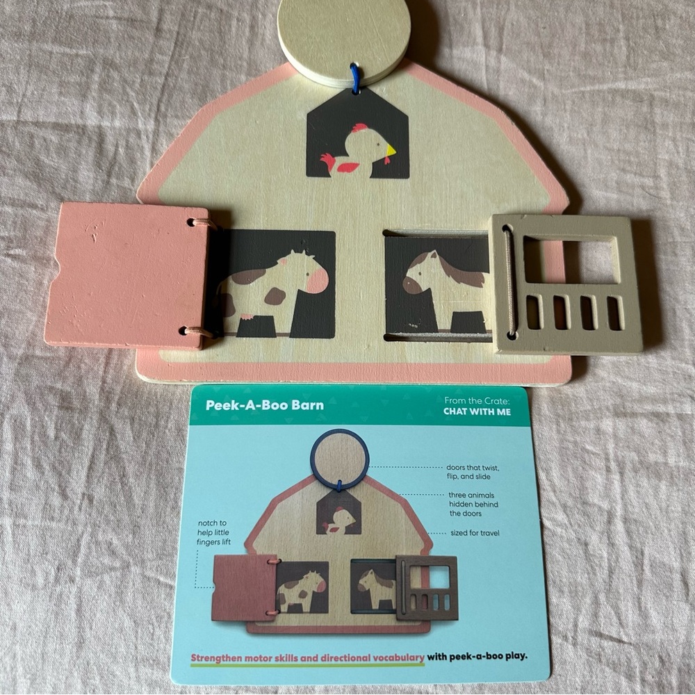 KiwiCo Wooden Toy Peek-A-Boo Barn Montessori